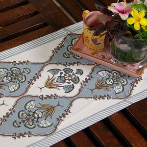 Royal Muddy Blue Floral Boota Table Runner - Moriyo Decor