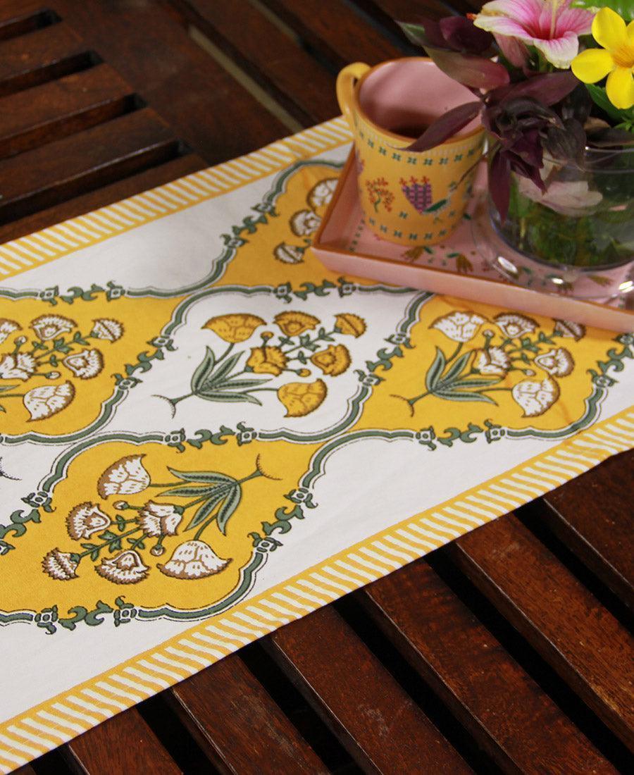 Royal Yellow Floral Boota Table Runner - Moriyo Decor