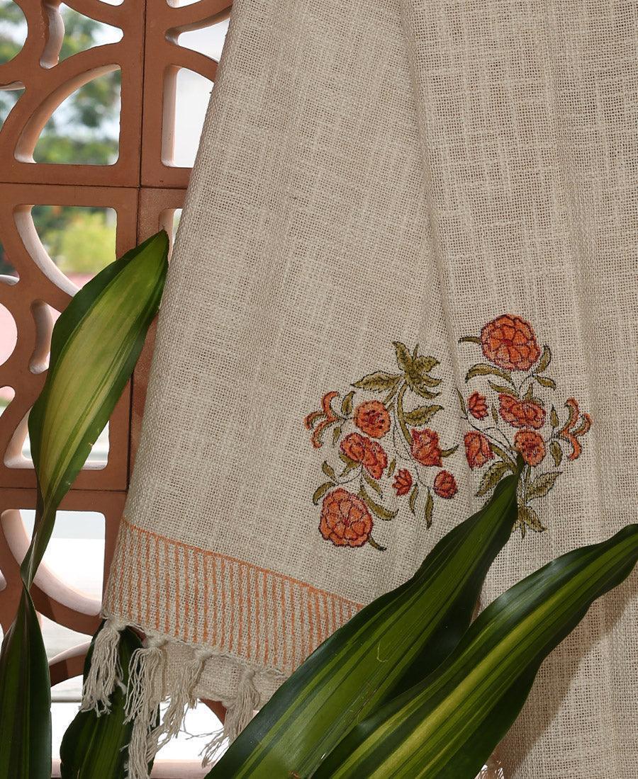 Naarangi Sosan Flower Jute Sofa Throw - Moriyo Decor