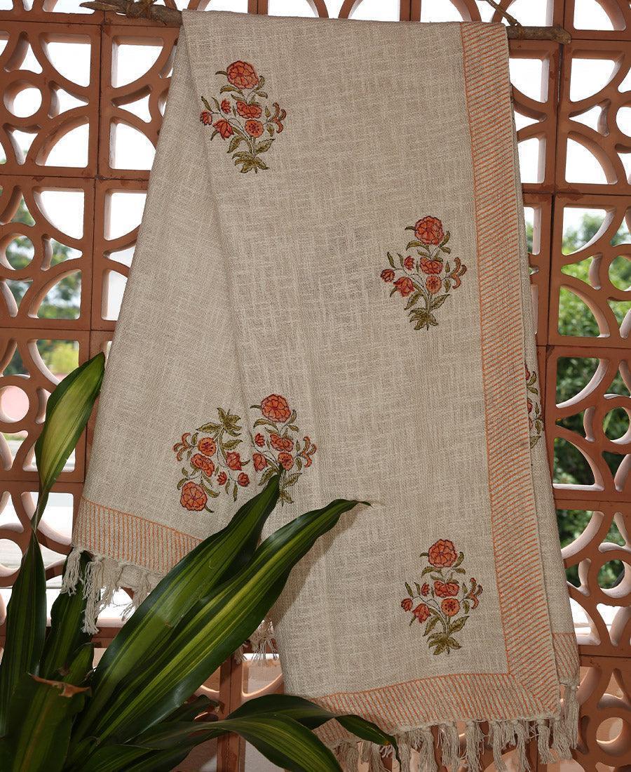 Naarangi Sosan Flower Jute Sofa Throw - Moriyo Decor