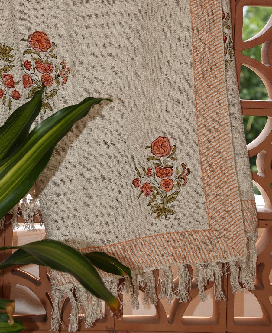 Naarangi Sosan Flower Jute Sofa Throw - Moriyo Decor