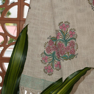 Pink Flower Jute Sofa Throw