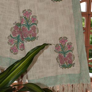 Pink Flower Jute Sofa Throw