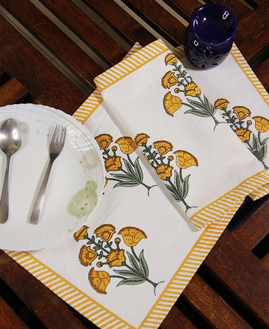 Royal Yellow Floral Boota Table Mat - Moriyo Decor