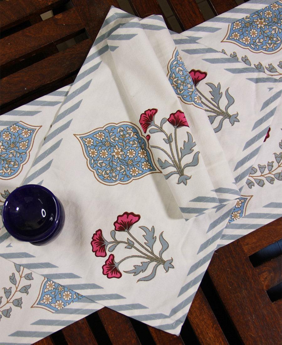 Pink Hibiscus on Blue Table Mat - Moriyo Decor