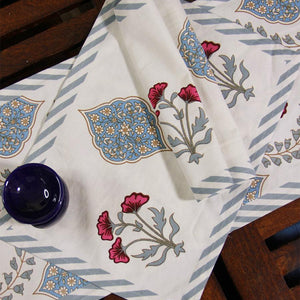 Pink Hibiscus on Blue Table Mat - Moriyo Decor