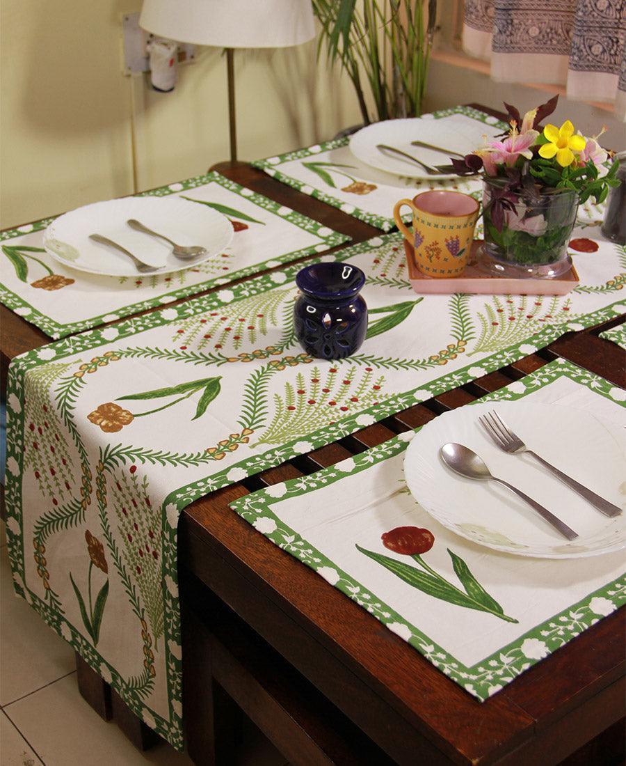 Green Kaner Rajasthani Floral Table Mat - Moriyo Decor