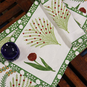 Green Kaner Rajasthani Floral Table Mat - Moriyo Decor