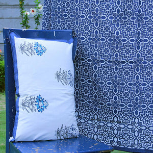 Geometric Blue Bedsheet with 2 Pillow Cover Set - 220TC - Moriyo Decor