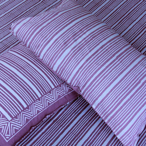 Geometrical Pink Striped Bedsheet with 2 Pillow Cover Set - 220TC - Moriyo Decor