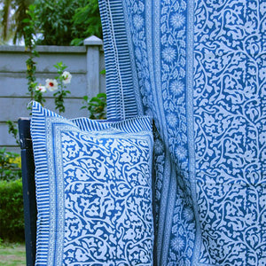 Blue Jaali Bedsheet with 2 Pillow Cover Set - 220TC - Moriyo Decor