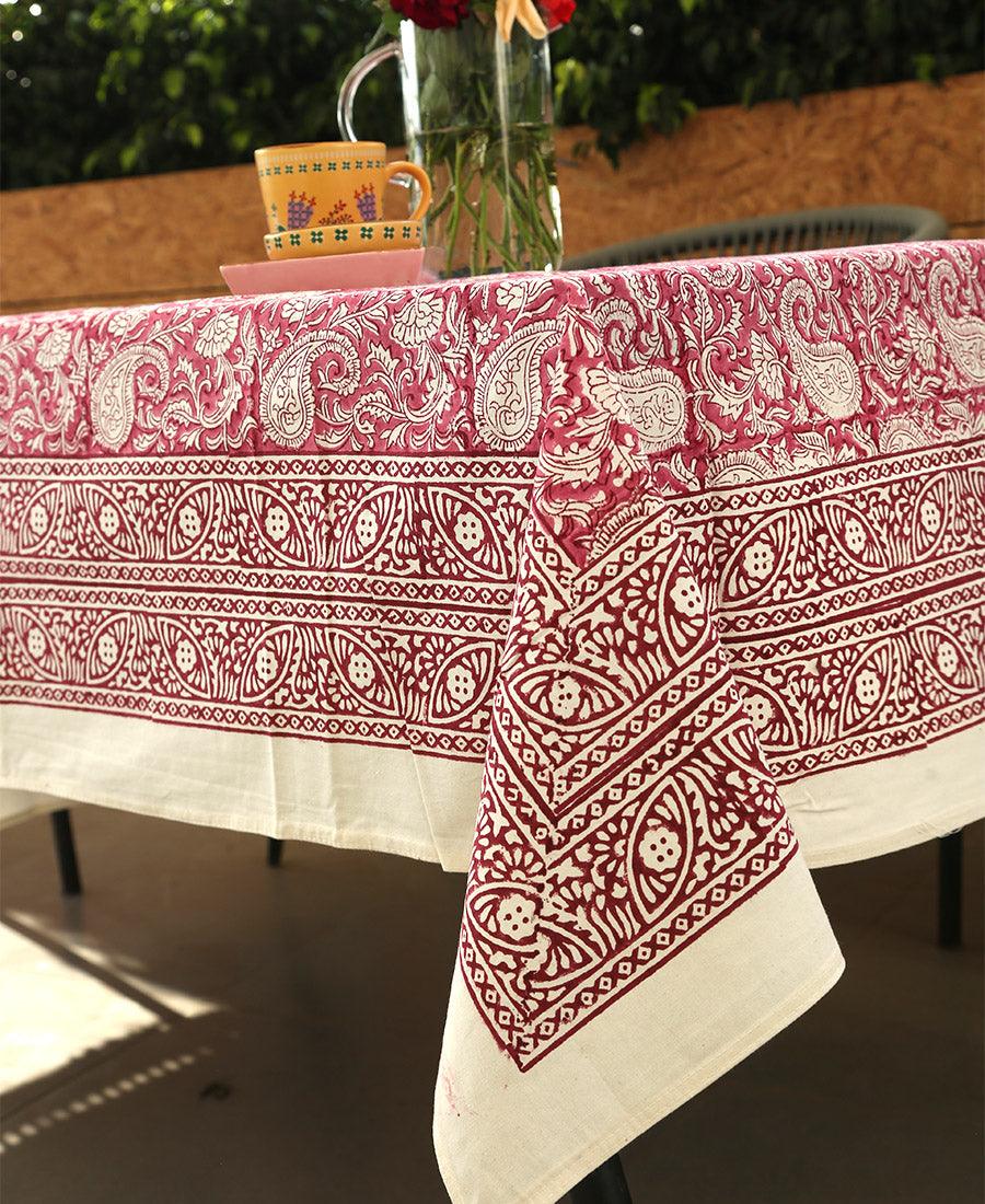 Pink Paisley ka Gulistaan Table Cover - Moriyo Decor