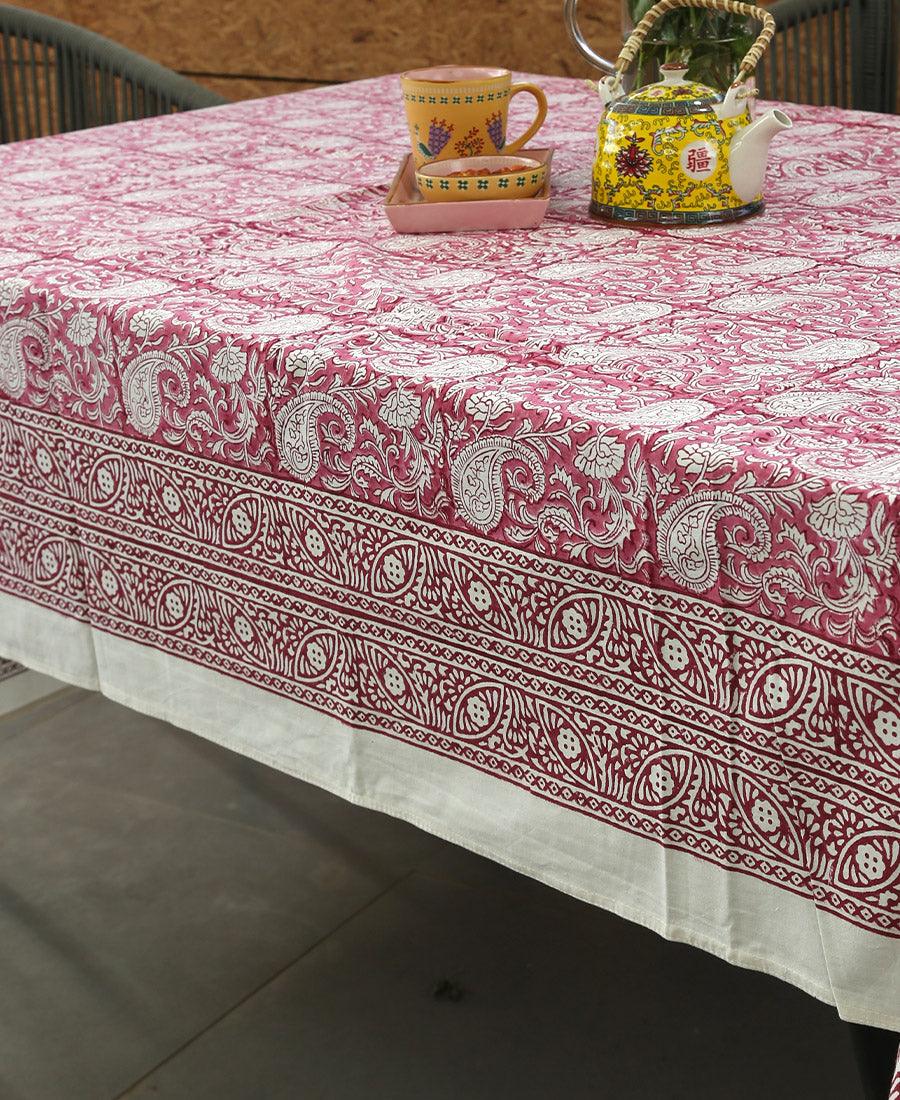 Pink Paisley ka Gulistaan Table Cover - Moriyo Decor