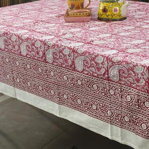 Pink Paisley ka Gulistaan Table Cover - Moriyo Decor