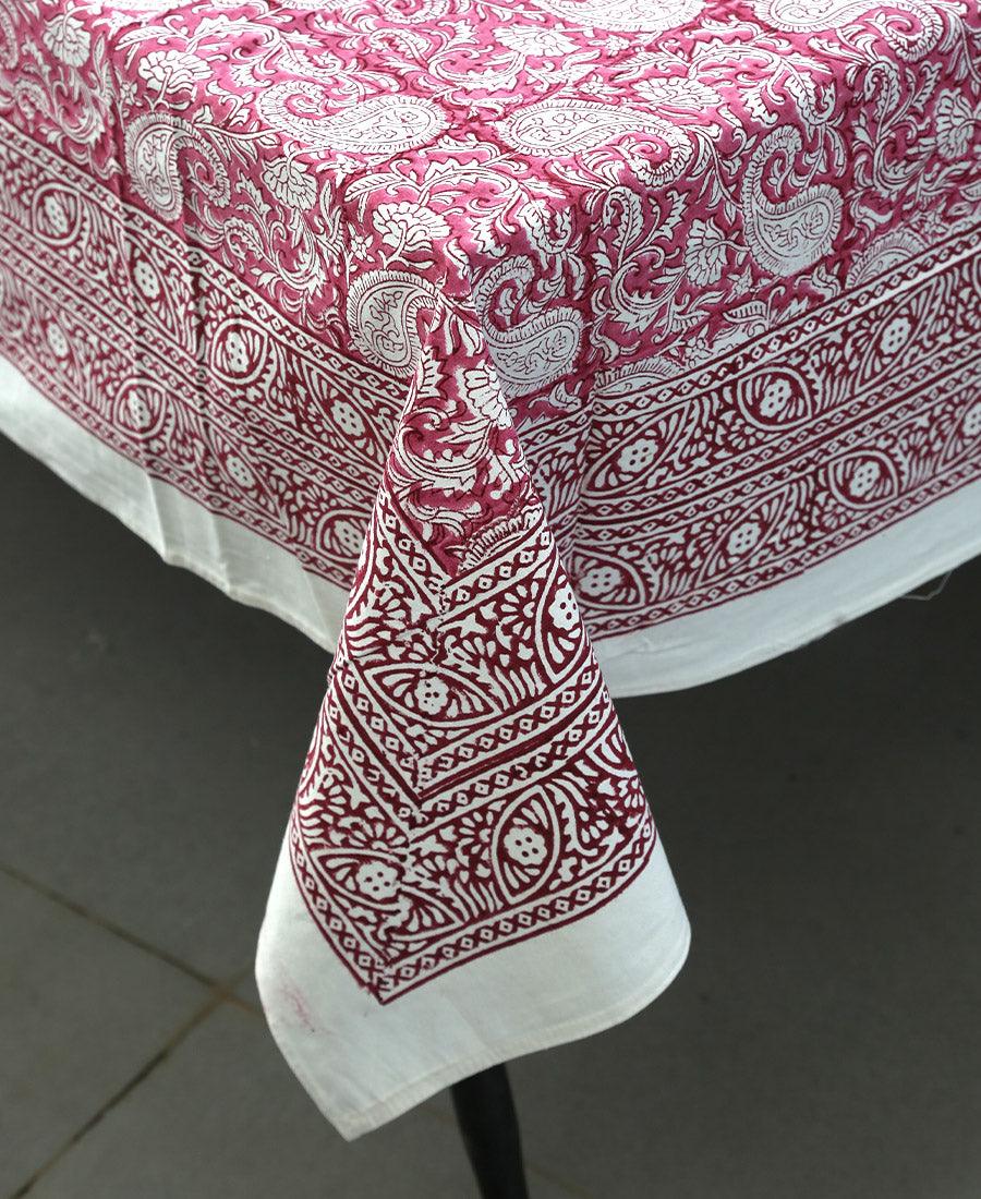 Pink Paisley ka Gulistaan Table Cover - Moriyo Decor