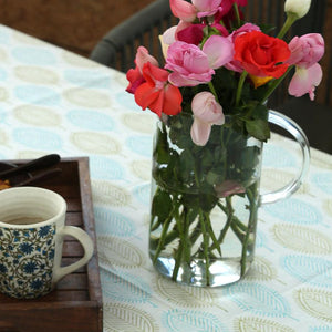 Mehndi Green & Blue Petals Table Cover - Moriyo Decor