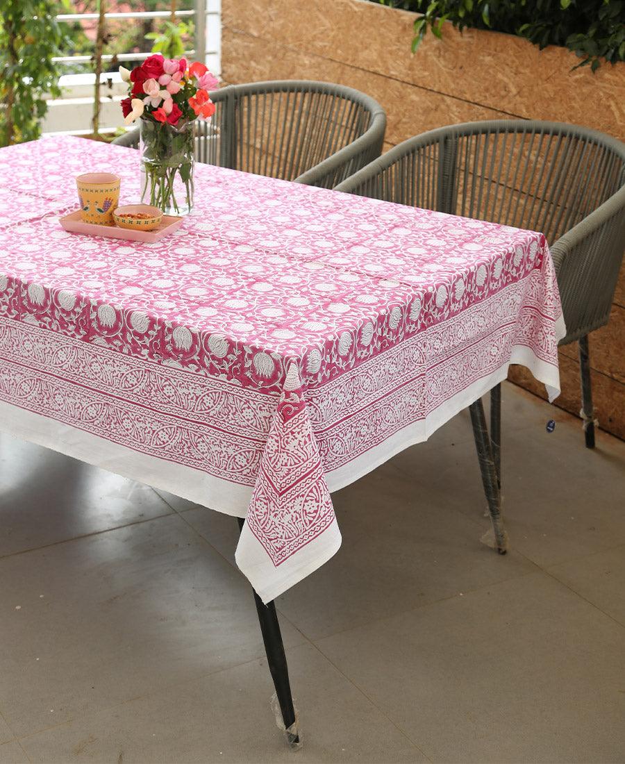 Gaandhar Ke Gulaabi Kamal Table Cover - Moriyo Decor