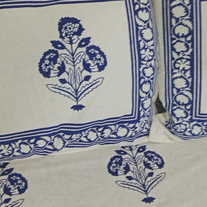 Royal Blue Marigold Bedsheet with 2 Pillow Cover Set -220TC