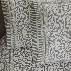 Gray Jaali Bedsheet with 2 Pillow Cover Set - 220TC