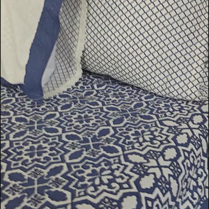 Geometric Blue Bedsheet with 2 Pillow Cover Set - 220TC