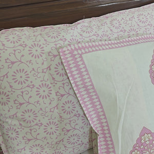 Gulaabi Kusum Bedsheet with 2 Pillow Cover Set - 220TC