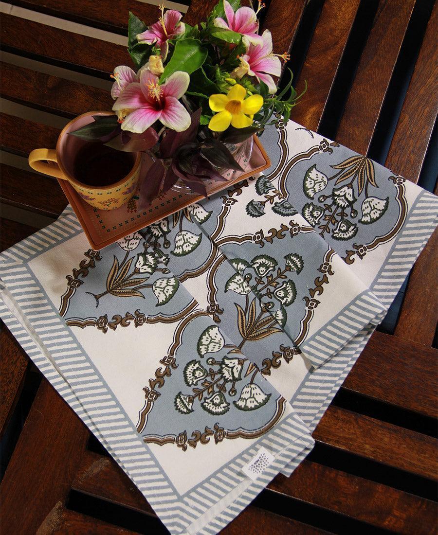 Royal Muddy Blue Floral Boota Table Runner - Moriyo Decor