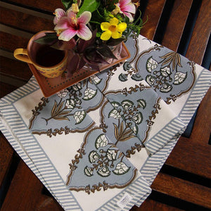 Royal Muddy Blue Floral Boota Table Runner - Moriyo Decor