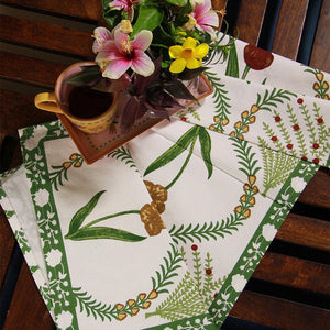 Green Kaner Rajasthani Floral Table Runner - Moriyo Decor