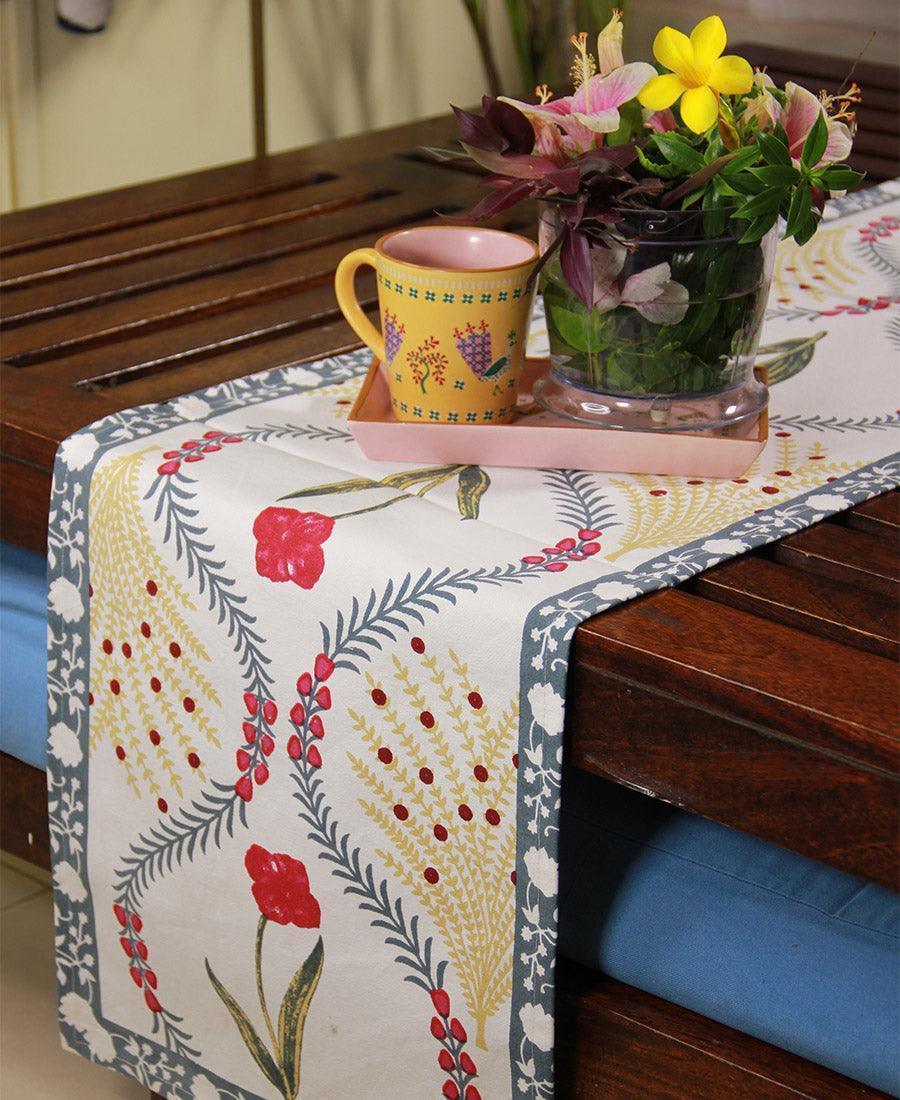 Pink Kaner Rajasthani Floral Table Runner - Moriyo Decor