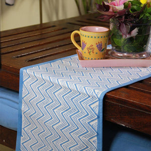 Geometrical Zigzag Blue Table Runner - Moriyo Decor