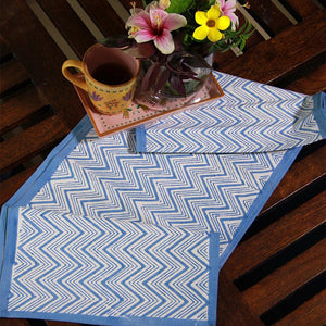 Geometrical Zigzag Blue Table Runner - Moriyo Decor