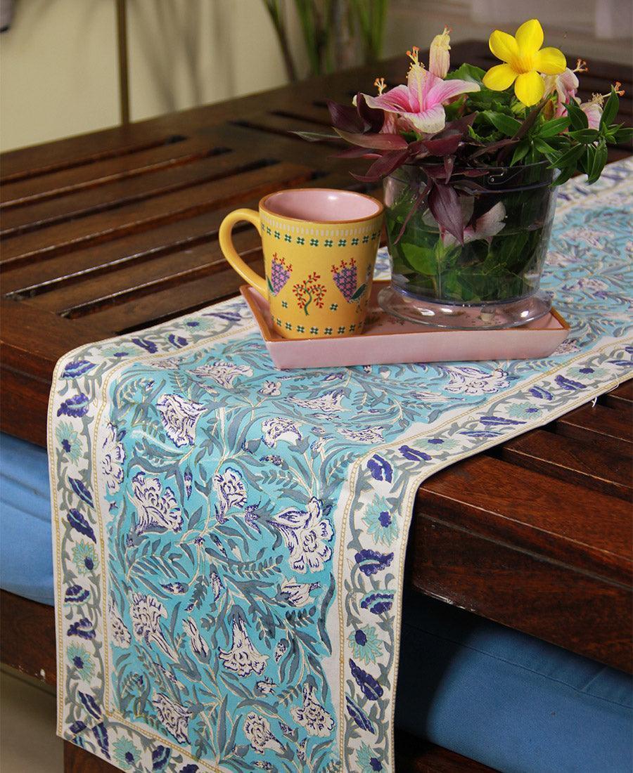 Mughal Mirage in Blues Table Runner - Moriyo Decor