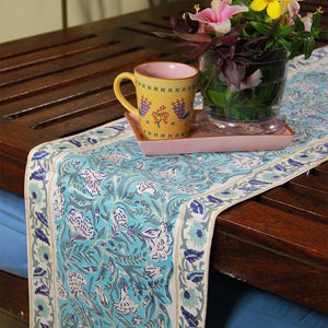 Mughal Mirage in Blues Table Runner - Moriyo Decor