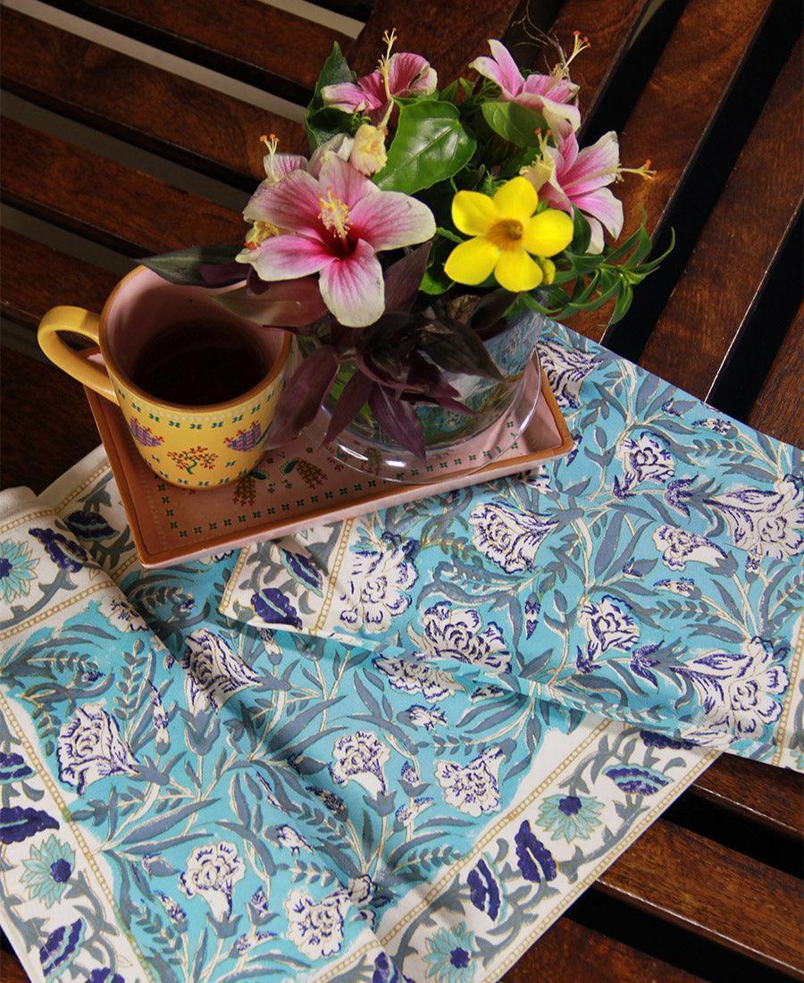 Mughal Mirage in Blues Table Runner - Moriyo Decor