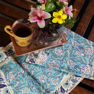 Mughal Mirage in Blues Table Runner - Moriyo Decor