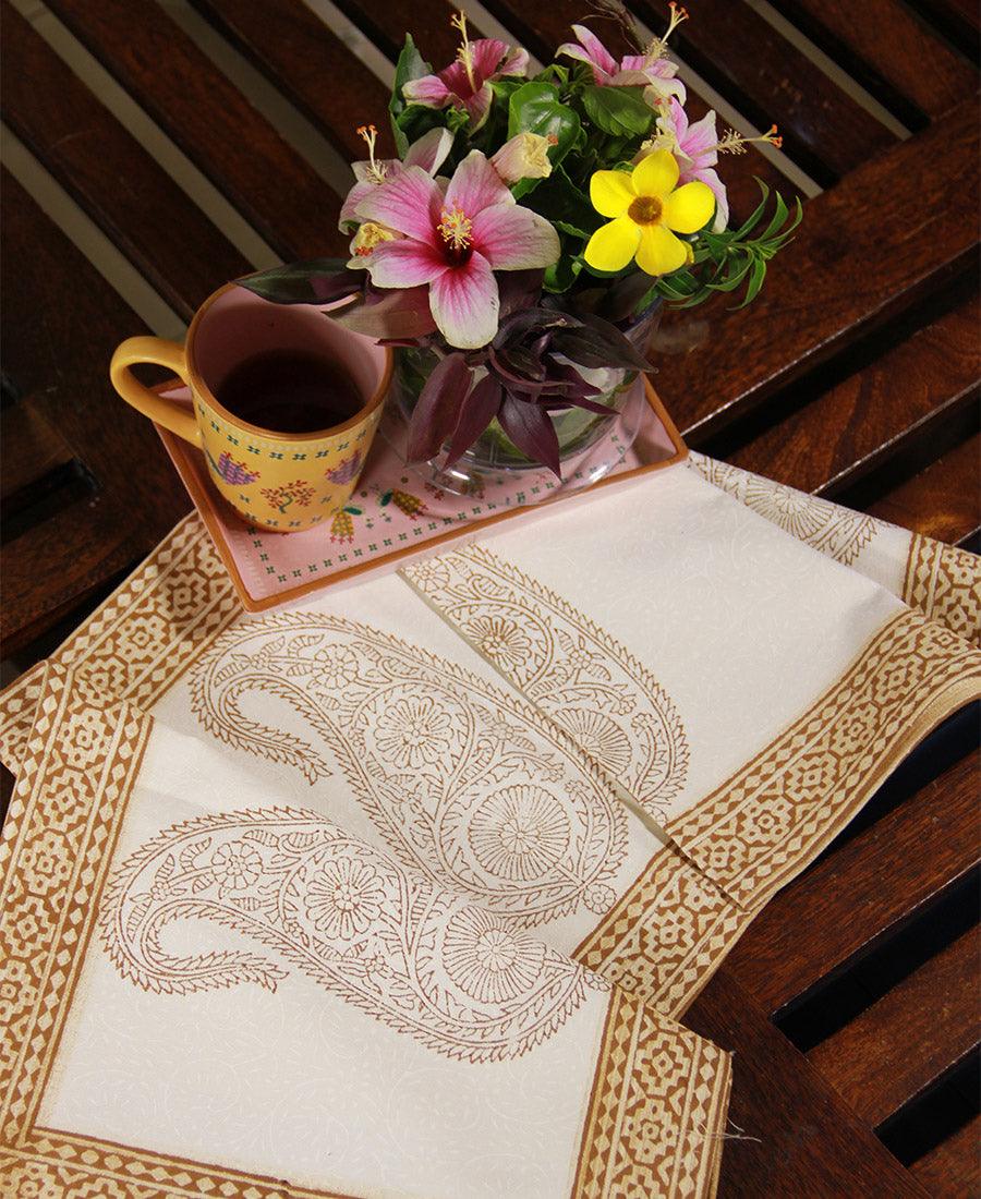 Paisley on Sandy Brown Table Runners - Moriyo Decor