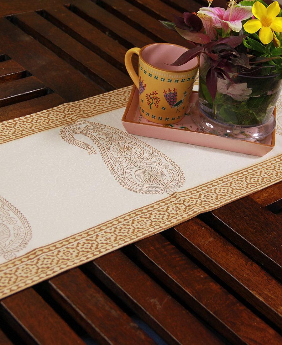 Paisley on Sandy Brown Table Runners - Moriyo Decor