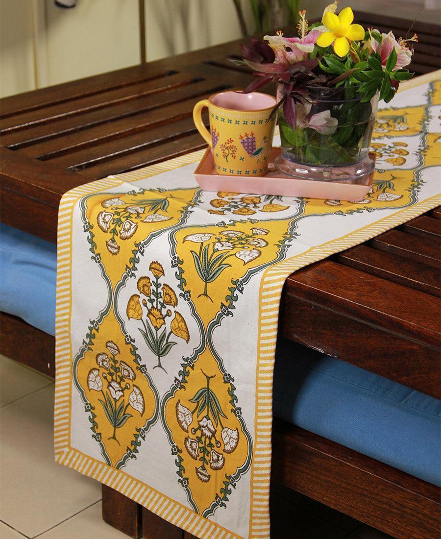 Royal Yellow Floral Boota Table Runner - Moriyo Decor