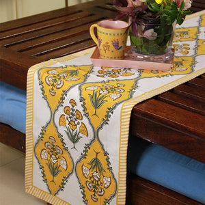 Royal Yellow Floral Boota Table Runner - Moriyo Decor