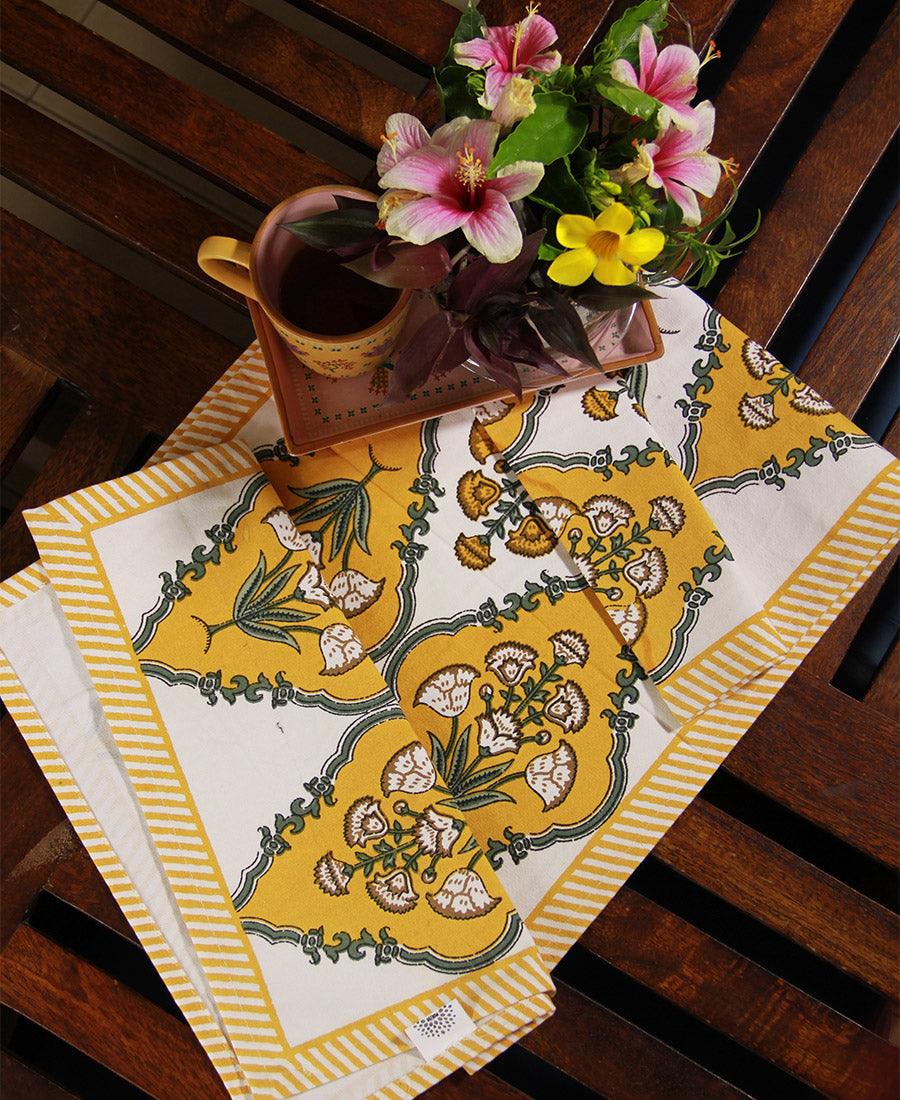 Royal Yellow Floral Boota Table Runner - Moriyo Decor